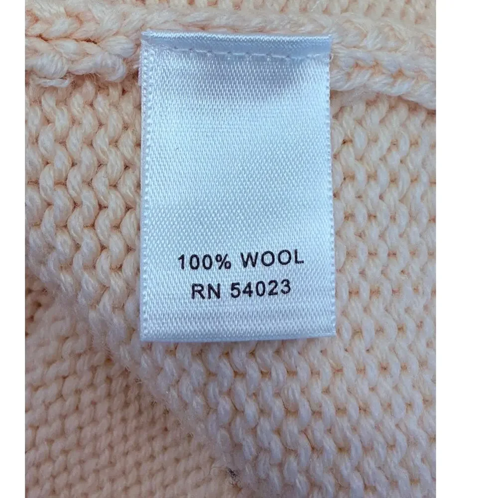 Banana Republic XL 100% Wool Cardigan Sweater Cream Cable Knit Button Pockets